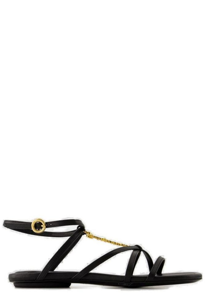 Jacquemus Strappy Charm Flats In Black