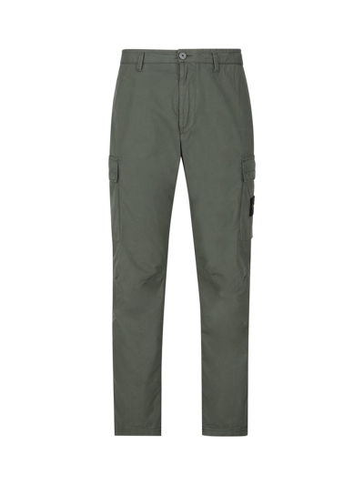 Stone Island Compass Patch Cargo Pants In Green