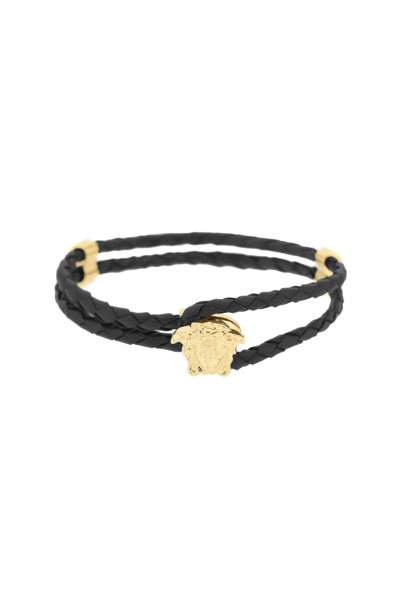 Versace Medusa Leather Bracelet Men In Multicolor