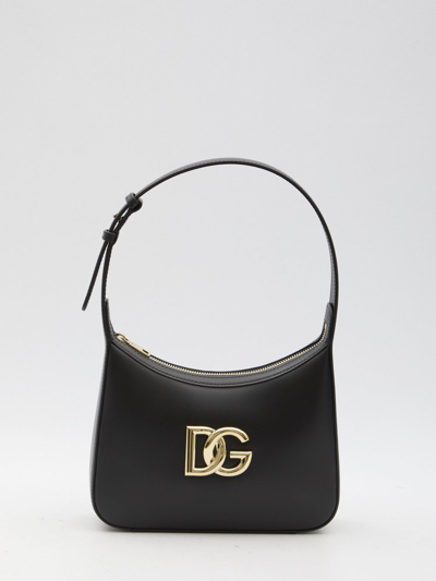 Dolce & Gabbana 3.5 Leather Shoulder Bag With Dg Logo In Nero