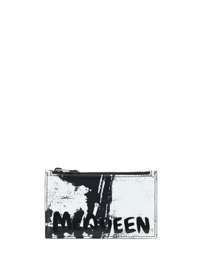 Alexander Mcqueen Logo Printed Zipped Card Holder In Multi