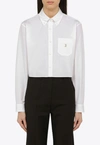 Givenchy 4g Logo Crop Cotton Poplin Button-down Shirt In White