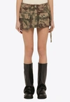 Attico Fay Camouflage-print Miniskirt In Brown