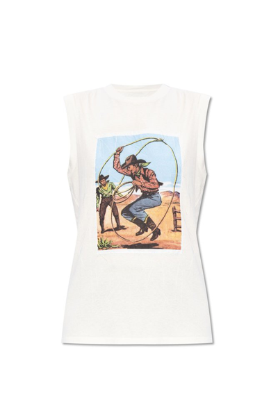 Maison Margiela Cowboy-print Cotton Tank Top In White