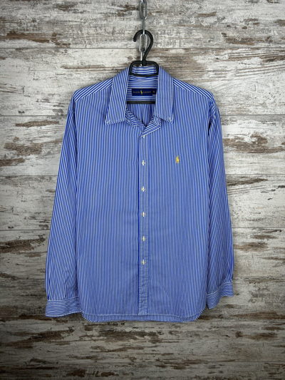 Pre-owned Polo Ralph Lauren X Vintage Mens Vintage Polo Ralph Laurent Stripes Shirts Button Up In Blue