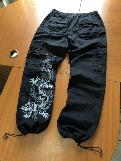 Pre-owned Vintage Cargo Maharishi Style Dragon Pants In Black