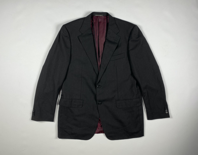 Pre-owned Corneliani Mens  Life Wool Dark Grey Blazer Jacket In Striped Dark Gray