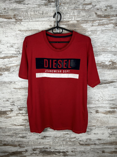 Pre-owned Diesel X Vintage Mens Vintage Diesel Big Logo Centre T-shirt Tee Streetwear In Red