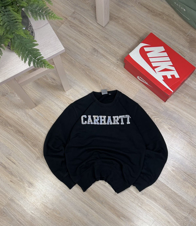 Pre-owned Carhartt X Vintage 00s Vintage Carhartt Big Logo Retro Sweatshirt In Black