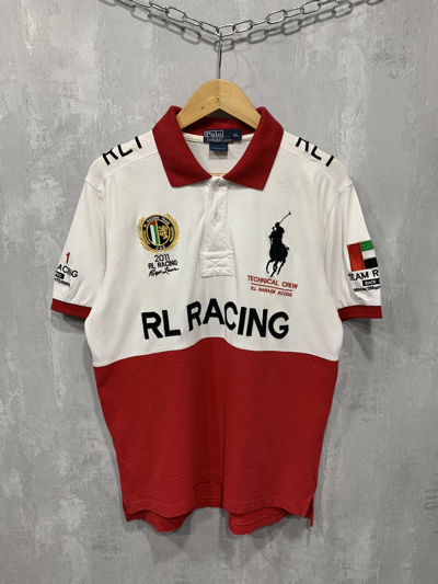 Pre-owned Polo Ralph Lauren X Racing Vintage Polo Ralph Laurent Racing F1 Big Logo Baggy Y2k 90's In White/red