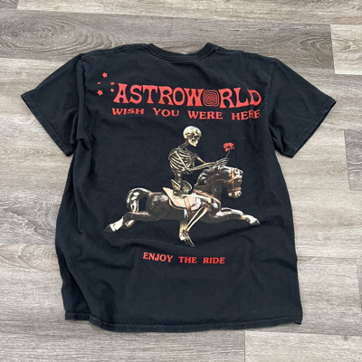 Pre-owned Travis Scott 2018 Astro World Wish You Were Here T Shirt In Black