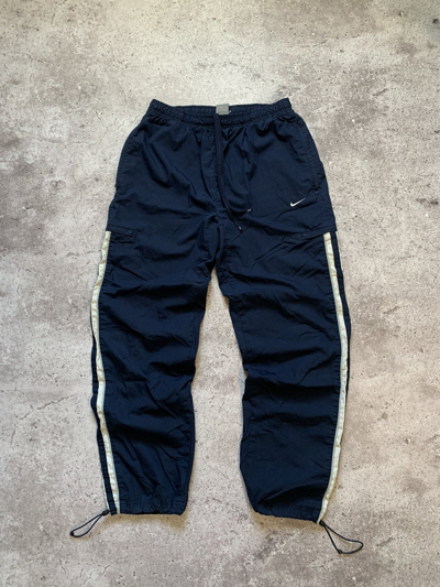 Pre-owned Nike X Vintage Nike Track Cargo Pants Baggy Vintage Gorpcore Drill Joggers In Blue