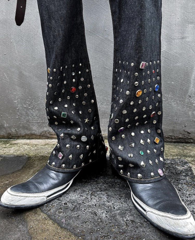 Pre-owned Junya Watanabe 02aw Studded Denim Pants Archive Pre-owned Junya Watanabe 02aw Studded Denim Pants Archive