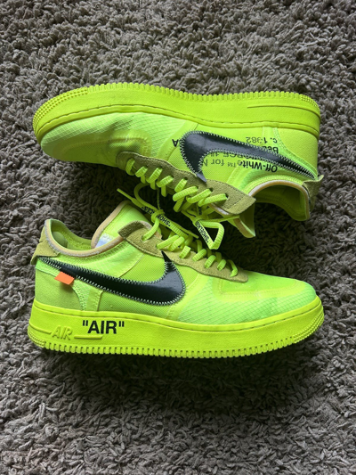 Pre-owned Nike X Off White Nike Air Force 1 Off White Volt Size 10 Shoes In Highlighter Yellow