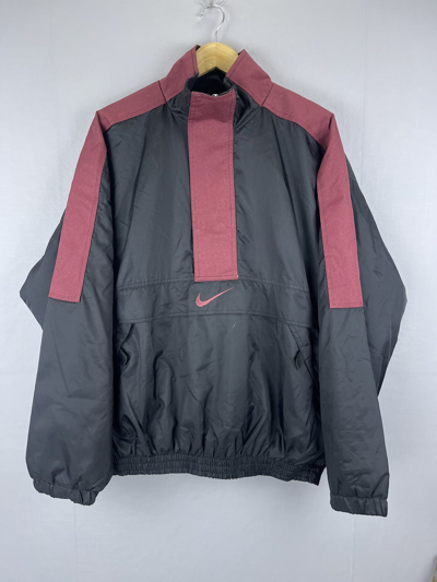 Pre-owned Nike X Vintage Nike Center Big Swoosh Pullover Anorak Jacket In Black