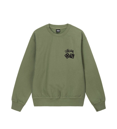 Pre-owned Stussy Dice Pigment Dyed Green Sweatshirt 2023 Size Xl In Olive