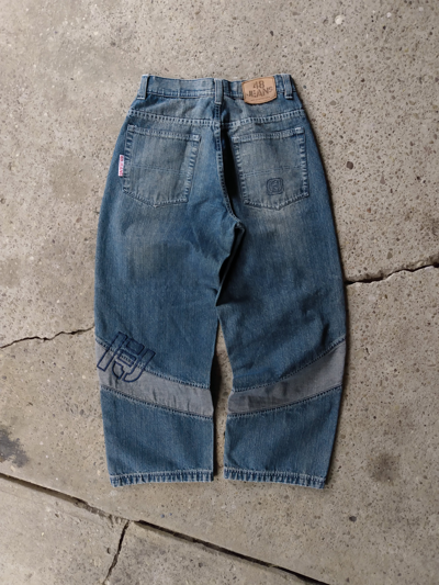 Pre-owned Jnco X Tripp Nyc Vintage Y2k Baggy 48 Forty Eight Nyc Emo Goth Raver Jeans In Grey/blue