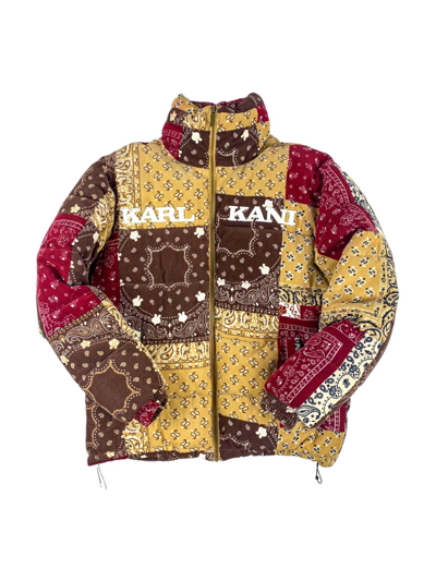 Pre-owned Karl Kani X Vintage Karl Kani Bandana Paisley Patchwork Down Jacket Size M In Multicolor