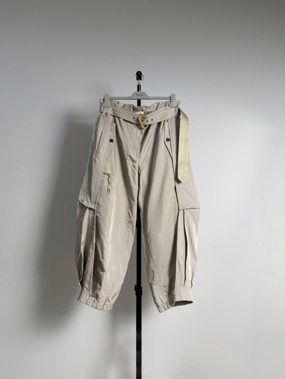 Pre-owned Marc Jacobs Archive Wide Leg Parachute Cargo Silk Pants In Grey