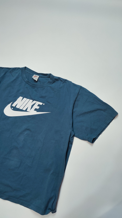 Pre-owned Made In Usa X Nike Vintage 90's Nike T-shirt Nike Tee Big Logo In Blue