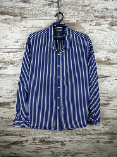 Pre-owned Polo Ralph Lauren X Vintage Mens Vintage Polo Ralph Laurent Stripes Shirts Button Up In Navy