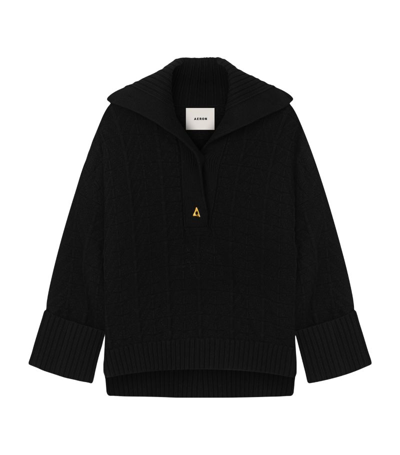 Aeron Baker Chevron-jacquard Jumper In Black