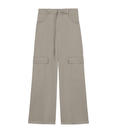Aeron Satin Opal Cargo Trousers In Grey