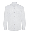 Brunello Cucinelli Linen-cotton Jersey Shirt In Pearl Grey
