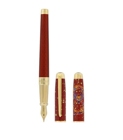 St Dupont Eternity Dragon Fountain Pen And Roller In Multi