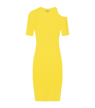 Aeron Cut-out Ribbed-knit Midi Dress In Yellow