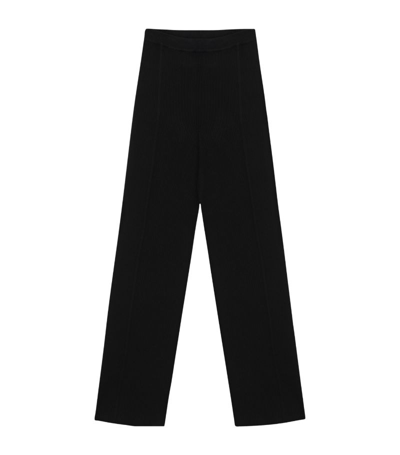 Aeron Rib-knit Straight Trousers In Black