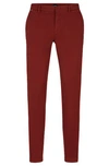 Hugo Boss Slim-fit Chinos In Stretch-cotton Gabardine In Red
