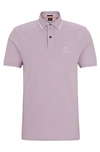 Hugo Boss Slim-fit Polo Shirt In Washed Stretch-cotton Piqué In Purple