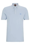 Hugo Boss Slim-fit Polo Shirt In Washed Stretch-cotton Piqué In Blue