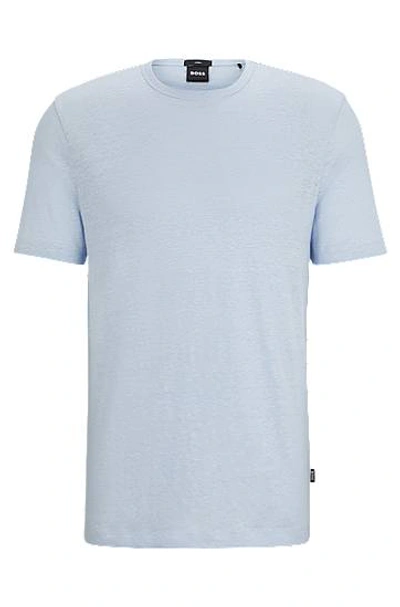 Hugo Boss Regular-fit T-shirt In Linen In Blue