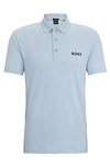 Hugo Boss Degradé-jacquard Polo Shirt With Contrast Logo In Blue