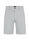 Hugo Boss Slim-fit Shorts In Stretch-cotton Twill In Gray