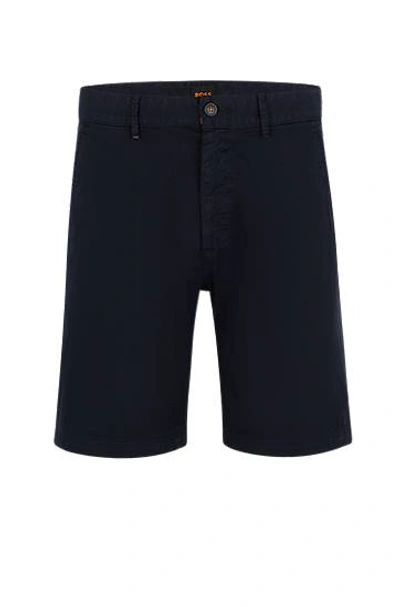 Hugo Boss Slim-fit Shorts In Stretch-cotton Twill In Black