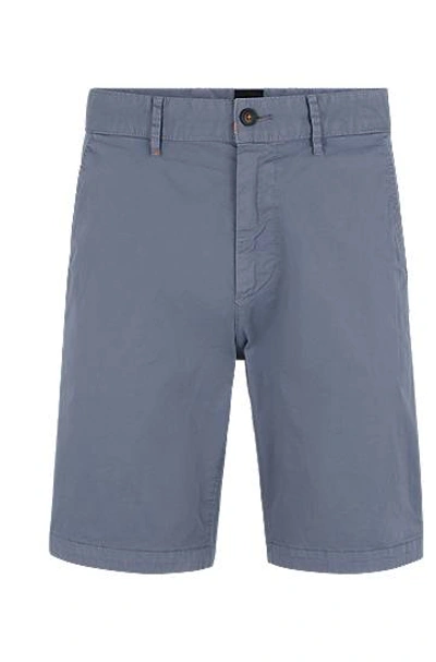 Hugo Boss Slim-fit Shorts In Stretch-cotton Twill In Blue