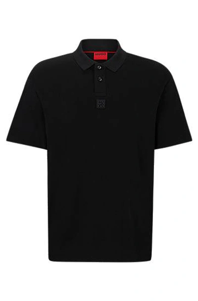 Hugo Boss Interlock-cotton Polo Shirt With Stacked Logo In Black