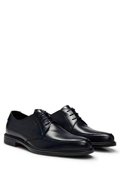 Hugo Boss Derby Shoes In Nappa Leather With Embossed Logo In Black