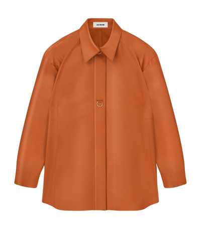 Aeron Leather Feather Shirt In Orange