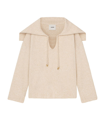 Aeron Oversized Collar-detail Pearl Sweater In Neutrals