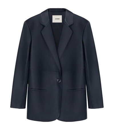 Aeron Mercedes Leather Blazer In Blue