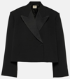 Khaite Raymond Cropped Satin-trimmed Crepe Blazer In Black
