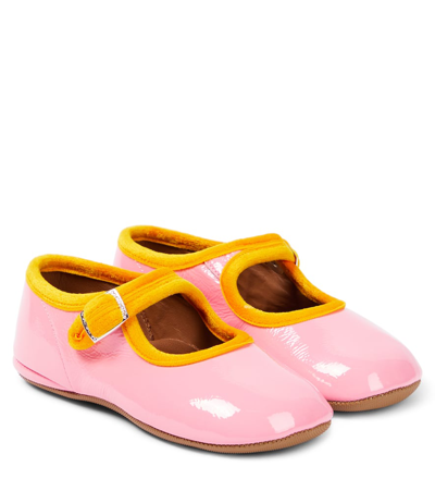 Pèpè Kids' Nappalack Patent Leather Ballet Flats In Pink