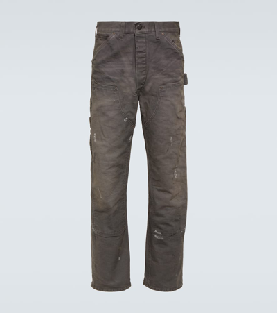 Rrl Jenkins Distressed Cotton Canvas Pants In Grey
