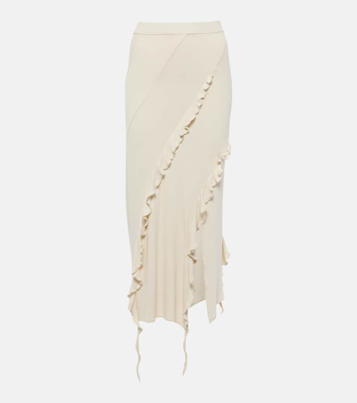 Acne Studios Asymmetric Ruffled Midi Skirt In Beige