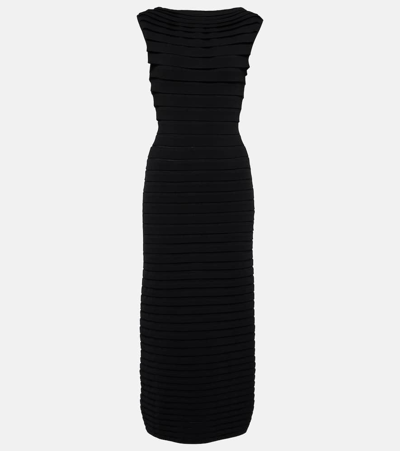 Alaïa Striped Midi Dress In Black