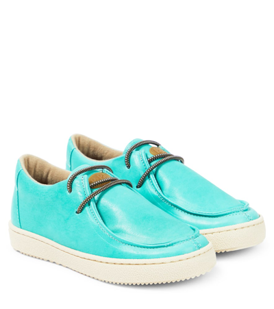 Pèpè Kids' Nevada Leather Sneakers In Blue